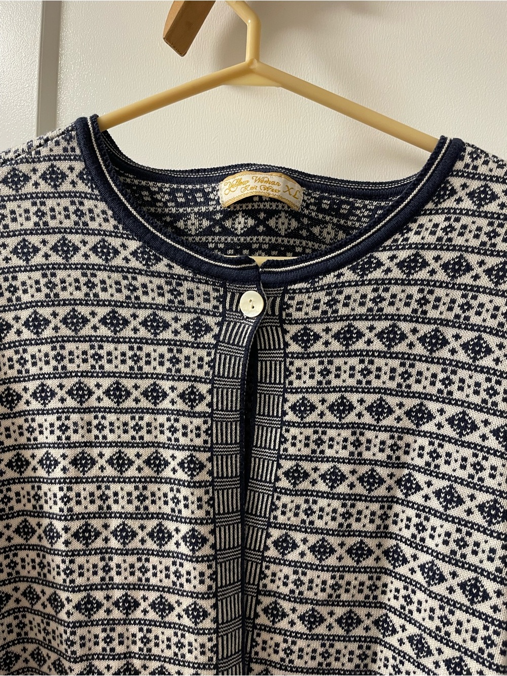 Navy Patterned Fair Isle Cardigan Jacket - Picture 8 of 11